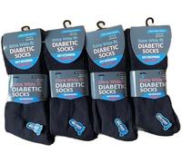 QZ FASHION 6 Pairs Mens Extra Wide Big Foot Diabetic Socks Black Work Socks Comfortable Toe Cotton Rich Uk Size 11-14 (Cotton, Black)