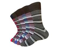 QZ FASHION 6 Pairs Mens rich Cotton Mans Non Elastic Diabetic Antibacterial colourful socks UK Size 6-11 (Multi Stripe, Cotton)