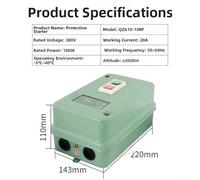 QZ610-10RF Electromagnetic Starter Motor Protector for Industrial Electric Motors - 20A, 380V, 10kA Direct-On-Line Starter with Thermal Overload & Phase(5.5-7.5KW)