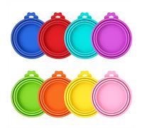 Qzakce Universal Silicone Tin Can Lids 8 Colours Can Lid Tin Covers Fit 3 Standard Size for Dogs Cats Wet Food Household Pet Food Covers Seal Tableware Food Storage 8 Pcs