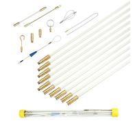 QZATACAEN 4.3M Fibreglass Cable Rod Set, 4mm *10, 10 Connectable Rods with 9 Accessory Kit - Wire Fishing & Cable Pulling Tool for Ceilings, Walls & Cavities(Non-Conduit)