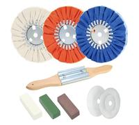 QZATTCAEN 9 Pcs Airway Buffing Wheel Kit 8 Inch Polishing Wheel and Polishing Compound for Angle Grinder Buffing Rake Buff Safety Flange Aluminum Polishing Kit 8" in Diameter 5/8" in Arbor Hole