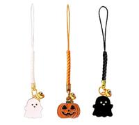 QZAVIRE 3 PCS Anime Mobile Phone Charms, Halloween Spooky Keychain Lanyard, Lovely Cartoon Keychains Lanyard With Exquisite Little Bell, Kawaii Accessories for backpack And Handbag for Women And Girls
