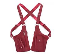 QZAVIRE Double Shoulder Armpit Bag, Leather Adjustable Underarm Shoulder Bag Hidden Underarm Strap Wallet Holster for Outdoor (Burgundy)