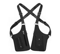 QZAVIRE Double Shoulder Armpit Bag, Leather Adjustable Underarm Shoulder Bag Hidden Underarm Strap Wallet Holster for Outdoor (Black)