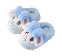QZBAOSHU Girls' Bunny Slippers Baby Cute Warm Soft Fluffy Slippers Memory Foam Plush Lining Non-slip Rubber Sole Indoor and Outdoor Cotton Fleece Shoes for Little Kids Slipper Blue 8/9 UK Child