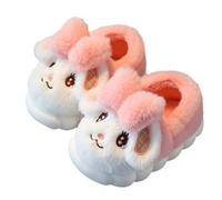 QZBAOSHU Girls' Bunny Slippers Baby Cute Warm Soft Fluffy Slippers Memory Foam Plush Lining Non-slip Rubber Sole Indoor and Outdoor Cotton Fleece Shoes for Little Kids Pink 5/5.5 UK Child