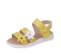 QZBAOSHU Girls Sandals with Three Pearls Flowers Leather Shoes Sandals for Little Girls 13 UK Child/Tag 32 1-Yellow