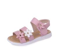 QZBAOSHU Girls Sandals with Three Pearls Flowers Leather Shoes Sandals for Little Girls 7 UK Child/Tag 24 1-Pink