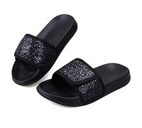 QZBAOSHU Girls Slider Sandals Toddler Girls Summer Beach Pool Slides Little Girls Slip On Vacation Slipper Anti-Slip Shower Filp Flops 10 UK Child,Black
