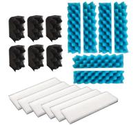 Qzbhct 18 Pcs Aquarium Bio Sponge Blue Foam Black Filter White Pads Kit Compatible with Hagen Fluval 406, 407 Filtration Systems
