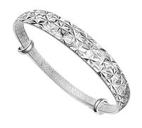 QZCQLLM Delicate Beautiful Gold Silver Bangle Bracelet with Snowflake Carved,Gold Silver Jewellery.With a Beautiful Star and Moon yarn bag (Silver)