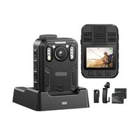 QZCX Body Camera, B4K2 128GB 4K Body Worn Camera With GPS 2pcs 3000mAh Batteries For 14-16hours Record 4K Camcorders Video Camera Bodycam