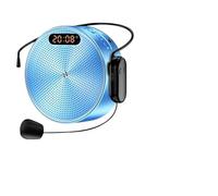 QZCX Voice Amplifier, Wireless Clock Megaphone Portable Voice Amplifier Teacher Guide Microphone Speaker 5W(Blu)