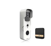 QZCX Wireless Video Doorbell, Tuya Smart Video Doorbell IP Camera Outdoor Wireless Doorbell Intercom Smart Home Security Protection Camera(Bianco,With bell)