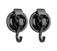 QZDAFFIC 2 PCS Suction Hooks, Vacuum Suction Cup Hooks for Hanging Heavy Duty Hook, Waterproof Shower Hooks Extra Strong with Maximum Load 5KG for Bathroom Kitchen Window Wreath (Black)