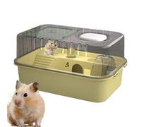 Qzdtue Acrylic Transparent Gerbil Cage, Hamster Habitat, Guinea Pig & Hedgehog Cage, Easy to Clean, Portable, Beige, 46x31x24cm