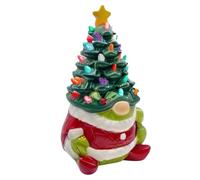 Qzdtue Christmas Gnomes Figurines, with Light Resin Figurines And Statues , Christmas Tree For Table | For Home Office Table Festive Room