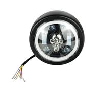 Qzdtue Motorcycle LED Headlight, Round Spotlight Headlamp, Waterproof Color-Changing Light, Super Bright Beam, 6.3 Inch Aluminum ABS Build, IP67 Safety Lighting, for Multi-Mode Riding