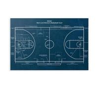 QZFNCOYU Basketball Court Blueprint Poster Canvas Poster Bedroom Decor Landscape Office Room Decor Gift 12x18inch(30x45cm)