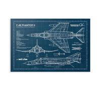 QZFNCOYU F-4 Phantom 2, Blueprint Poster Canvas Poster Wall Art Decor Print Picture Paintings for Living Room Bedroom Decoration 20x30inch(50x75cm)