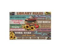 QZFNCOYU Library Rules Vintage Art Poster Canvas Poster Bedroom Decor Landscape Office Room Decor Gift 24x36inch(60x90cm)