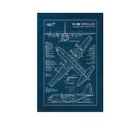 QZFNCOYU Lockheed C-130 Hercules Blueprint Poster Canvas Poster Bedroom Decor Landscape Office Room Decor Gift 12x18inch(30x45cm)