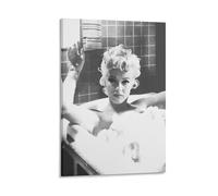 QZFNCOYU Marilyn Monroe in The Bathtub Black And White Vintage Art Poster Canvas Poster Wall Art Decor Print Picture Paintings for Living Room Bedroom Decoration 12x18inch(30x45cm)