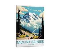 QZFNCOYU Mount Rainier National Park Tourism Vintage Art Poster Canvas Poster Bedroom Decor Landscape Office Room Decor Gift 16x24inch(40x60cm)