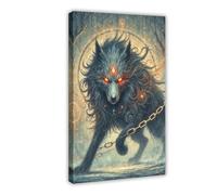 QZFNCOYU Poster of The Norse Giant Wolf Fenrir Canvas Poster Bedroom Decor Landscape Office Room Decor Gift 20x30inch(50x75cm)