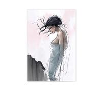 QZFNCOYU Selené Moon Goddess Line Art Poster Canvas Poster Bedroom Decor Landscape Office Room Decor Gift 20x30inch(50x75cm)