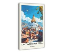 QZFNCOYU Swayambhunath Stupa Poster Canvas Poster Bedroom Decor Landscape Office Room Decor Gift 20x30inch(50x75cm)