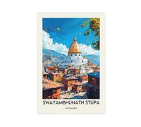 QZFNCOYU Swayambhunath Stupa Poster Canvas Poster Bedroom Decor Landscape Office Room Decor Gift 20x30inch(50x75cm)