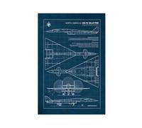 QZFNCOYU XB-70 Valkyrie Aircraft Blueprint Poster Canvas Poster Wall Art Decor Print Picture Paintings for Living Room Bedroom Decoration 16x24inch(40x60cm)