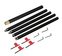 QZHDX 4 Piece Carbide Turning Tool Set Replaceable Carbide Insert Carbide Wood Power Lathe Turning Tool with Comfort Grip Hardwood Handles & Round,Square,Diamond And R Diamond Shaped Carbide Cutters