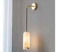 QZHXZX TRIVIDHA Modern Alabaster Wall Sconce Natural Marble Hanging Wall Light Oval Stone E14 Wall Mounted Light Mid Century Wall Lamp For Living Rom Bedroom Bathroom Dining Room Kitchen Decor
