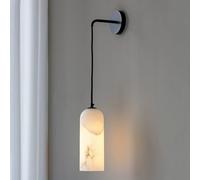 QZHXZX TRIVIDHA Modern Alabaster Wall Sconce Natural Marble Hanging Wall Light Oval Stone E14 Wall Mounted Light Mid Century Wall Lamp for Living ROM Bedroom Bathroom Dining Room Kitchen Decor