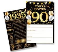 QZJ 90th Birthday Party Invitations for Women Men - Back in 1935 Invites 90 Year Old Birthday Invitations Set for Birthday Anniversary (20 Invitations and Envelopes)