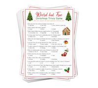 QZJ Christmas Trivia Games, Weird but True, 20 Cards | Xmas Holiday Quiz Party Game, Answer Key Included, for Adults Family Friends Office Groups, 5" x 7" Game Cards