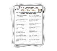 QZJ TV Commercial Trivia Games, Finish the Slogan, 20 Cards with Answer Key | Retro Nostalgia Game for Adults Family Friends, 5" x 7"