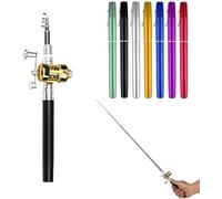 qzjijosen Portable Collapsible Micro Pen Fishing Rod Reel Combo Set, Premium Telescopic Collapsible Pocket Fishing Rod, Black