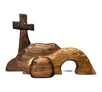 qzjijosen The Empty Tomb Easter Scene and Cross Easter Decorations,Easter Resurrection Scene Cross,Jesus Nativity Scene Decor for Religious Home Office Décor,Wooden Jesus Puzzle Statue Easter Decor