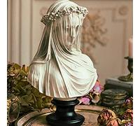 Qzjijosen Veiled Lady Bust Sculpture for Home Decor, Sketching Practice, Aesthetic Statue