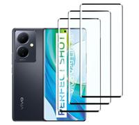 QZJinch Pack of 3, tempered glass for Vivo v29 lite 5G, HD protective glass, 3D full coverage, 9H hardness, anti-oil, anti-fingerprint, bubble-free, high sensitivity, fingerprint ID support