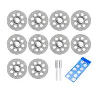 QZKJQDD 10 Pack 20mm Diamond Cutting Wheel Cut, Off Discs for Dremel Rotary Tool with 2 Pieces 3 Mm Mandrel, for Metal Glass Ceramics Porcelain Gem Stones