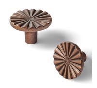 QZKJQDD 2 Pack Antique Red Bronze Cabinet Knobs, Vintage Kitchen Solid Round Dresser Drawer Knobs, Simple Cabinet Hardware for Cupboard Drawer Pulls (Zinc Alloy)