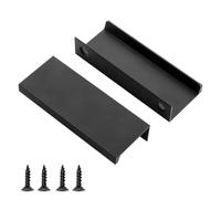 QZKJQDD 2 Pack Black Kitchen Cupboard Handles Finger Edge Pulls for Cabinets and Drawers, 80 mm Wardrobe Door Handles Modern Aluminum, Matte Black