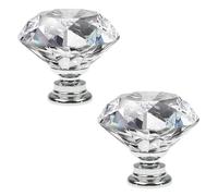 QZKJQDD 2 Pack Crystal Glass Cupboard Knobs, 25mm Single Hole Cupboard Handle, Aluminum Alloy Cabinet Knobs with Screws for Kitchen Wardrobes Bathroom Home Decoration