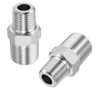 QZKJQDD 2 Pcs 3/8" Male to 1/4" Male BSP, Pipe Adapter Thread Stainless, Stainless Steel Hex Nipple, for Water, Gas, Oil, and Fuel Applications Pipe Connecting Conversion