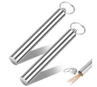 QZKJQDD 2 Pcs Toothpick Holder Metal Portable, Pocket Waterproof Case Toothpicks Container with Keychain, Mini Toothpick Dispenser for Storage Toothpick Needle Pill Swab for Camping Travel Picnic